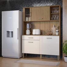 Armário De Cozinha Moderna Verona 1200 Compacto E Funcional Ripado Branco