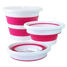 Balde Dobrável De 12l - Estilo Prático Nas Cores Branco E Rosa Para Sua Casa