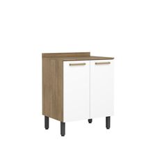 Balcão Pequeno Com Tampo 2portas Branco ártico Axé Bertolini Branco/carvalho