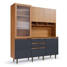 Armário De Cozinha Superiore 5 Portas 3 Gavetas Batrol Freijo/grafite