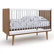 Berço Americano Encanto Nogal Com Branco Brilho Batrol Nogal E Branco