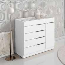 Cômoda Quarto Porta Jóias Com Tampo Vidro 111cm Stefanie A09 - D'rossi Branco