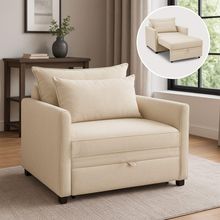 Poltrona Cama Retrátil Solteiro Com Rodízio Cloe Bouclê E03 - D'rossi Bege