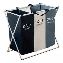 Cesto De Roupa Suja Organizador Dobrável Fácil Montagem 3 Co