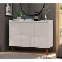 Buffet Aparador Retrô Clássico 3 Portas Branco Gloss - Moveisaqui