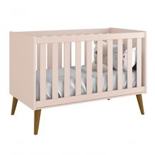 Berço Americano Théo New Rosa Fosco Com Madeira - Moveisaqui