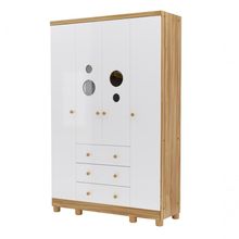 Armario Infantil 4 Portas Bolinha - Moveis Peroba Amendoa-branco