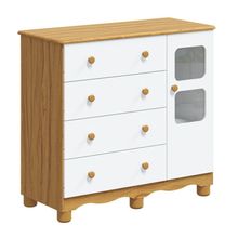 Comoda Infantil 1 Porta 4 Gavetas Uli - Moveis Peroba Amendoa/branco