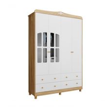 Guarda Roupa Infantil Elô 4 Portas - Moveis Peroba Amendoa/off White