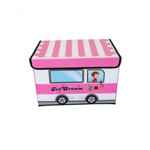 Caixa Organizadora Infantil Tampa Brinquedoteca Armazenament Cor:sorveteria Rosa