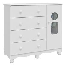 Comoda Infantil 1 Porta 4 Gavetas Tedy - Moveis Peroba Branco Brilho