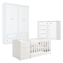 Quarto Infantil 4 Portas Mississipi E Berço Multifuncional Atlanta Branco Fosco - Reller