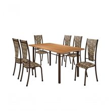 Conjunto Mônaco 06 Cadeiras Com Base Piauí Bm Tubulares Bp Noce Oro-courino 120