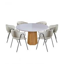 Conjunto De Jantar Siena Com 6 Cadeiras Base Roraima Bm Tubulares Off White-courissimo 133