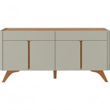 Buffet Aros 4 Portas Pés Madeira Maciça - Mavaular Off White-naturale