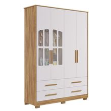 Armário Infantil 4 Portas Charlô - Móveis Peroba Amendoa-branco
