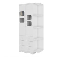 Armário Infantil 2 Portas 3 Gavetas Uli - Moveis Peroba Branco Brilho