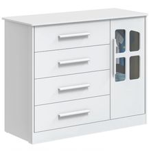 Cômoda Infantil Charlô 1 Porta 4 Gavetas - Móveis Peroba Branco Brilho