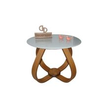 Mesa De Centro Cebola Com Vidro 50cm Off White 35cm