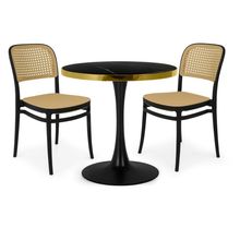 Conjunto Mesa De Jantar Redonda Majestic 70cm Preta Com 2 Cadeiras Roma - Preto