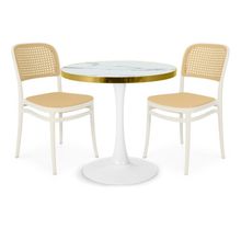 Conjunto Mesa De Jantar Redonda Majestic 70cm Branca Com 2 Cadeiras Roma - Branco