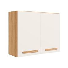 Armário Aereo 2 Portas 80cm Intenza - Ssx Multicoisas Freijo-off White Cristal