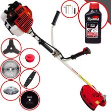 Roçadeira Kawashima Kw52l À Gasolina 52c 2,5hp + Faca 2 Pontas + Faca 40 Dentes + Faca 80 Dentes + Escova Rotativa 38 C