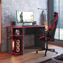 Mesa Gamer Leeds Q01 Amarena Móveis Cor Preto-Vermelho