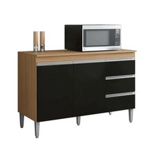 Balcão Gabinete De Pia Para Cozinha Sem Tampo 100cm Andréia Amêndoa/preto- Mabe Magazine