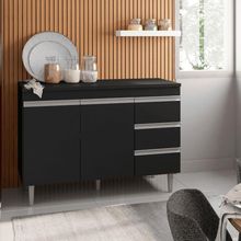 Balcão Gabinete De Pia Para Cozinha Sem Tampo 120cm Andréia Preto Fosco- Mabe Magazine