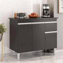 Balcão Gabinete De Pia Para Cozinha Sem Tampo 100cm Tatiane Preto- Mabe Magazine