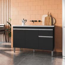 Balcão Gabinete De Pia Para Cozinha Sem Tampo 120cm Tatiane Preto- Mabe Magazine