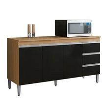 Balcão Gabinete De Pia Para Cozinha Sem Tampo 160cm 3 Portas Andréia Amêndoa/preto- Mabe Magazine