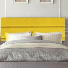 Painel Cabeceira Estofada Argentina 100cm Cama Box Solteiro Suede Amarelo- Mabe Magazine