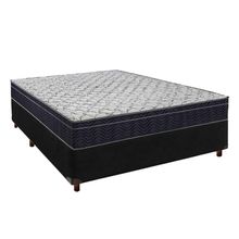 Cama Box Preto + Colchão Casal Airtech 150 Ortobom