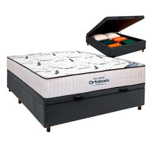 Cama Box Marrom + Colchão Casal High Foam Ortobom