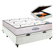 Cama Box Bau Marrom + Colchão Casal High Foam Ortobom