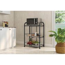 Fruteira Multiuso Fabone Aspen 2 Cestas Aço Carbono Pintura Epóxi 3 Prateleiras BP Preto Fosco