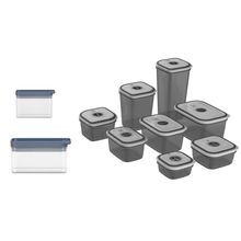 Kit Pote Hermético Organizador Empilhável Modular 0,6L + Pote Hermético Organizador Empilhável Modular 0,85L + Potes Herméticos Plástico 8 Unidades