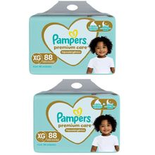 Kit 2 Fralda Pampers Premium Care Max XG 88 Unidades Cada
