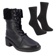 Kit Bota Usaflex Cano Médio Feminina + Par de Meia