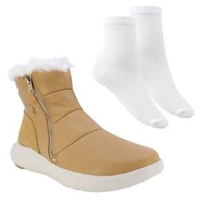 Kit Bota Usaflex Pelo Zíper Feminina + Par de Meia