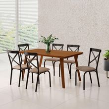 Mesa De Jantar Em Madeira Maciça Millena 160cm Robusta Castanho