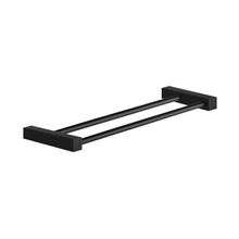 Porta Toalha Toalheiro Duplo Para Banheiro Preto Fosco Troia 30cm