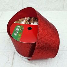 Rolos Fita Aramada Vermelha Enfeite Natal 6,3cm 9m Kit 2pçs