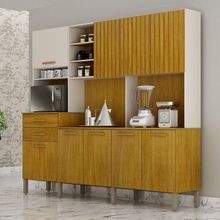 Armário Cozinha Lira Plus 9 Portas 2 Gvts Nicho Mobilihouse Off White Acetinado/cinamomo