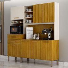 Armário De Cozinha Lian 7 Portas 2 Gavetas Nicho Mobilihouse Off White Acetinado/cinamomo