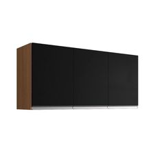 Armário Aéreo Para Cozinha Lavanderia Andréia 3 Portas 120cm Amêndoa/preto-mabe Magazine