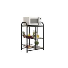 Fruteira Multiuso Fabone Aspen 2 Cestas Aço Carbono Pintura Epóxi 3 Prateleiras Granito Preto Fosco