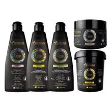 Kit Arvensis Cachos Shampoo + Cowash + Ativador Cachos Naturais Crespos e Crespissimos + Geleia Alta + Mascara